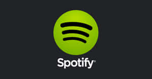 深灰色背景上帶有綠色圓圈和黑色波浪的 Spotify 標誌 — Spotify 壁紙