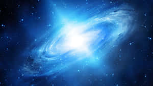 一個明亮的藍色螺旋星系，在深空中佈滿星星。 — 藍色銀河 壁紙