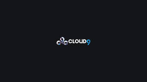 Cloud9標誌，帶有風格化的雲朵圖標和藍色數字9，背景為深色。 — Off white 標誌 壁紙