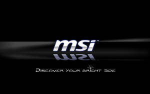 MSI標誌搭配標語discover your bright side，置於深色背景上 — Msi 電競 壁紙
