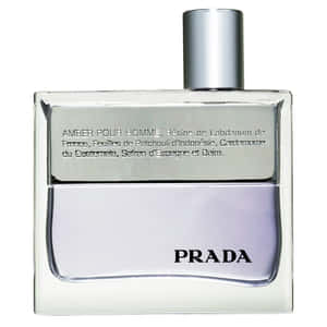 Prada Amber Pour Homme男士香水瓶，銀色瓶蓋，薰衣草色液體。 — Prada 壁紙