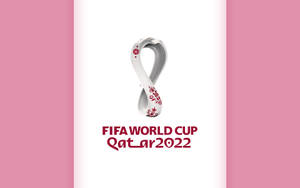 FIFA 世界盃卡塔爾 2022 標誌，在粉紅色漸變背景上帶有花卉設計 — 卡達 壁紙