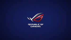 Republic of Gamers 標誌，紅銀色徽章在深藍色背景上 — 玩家共和國 壁紙