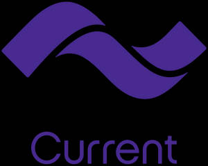 紫色波浪標誌配上Current字樣在黑色背景上 — 簡約 壁紙