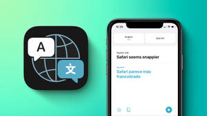 翻譯應用程式圖示和iPhone顯示Safari從英語到西班牙語的翻譯。 — 舊金山 iPhone 壁紙