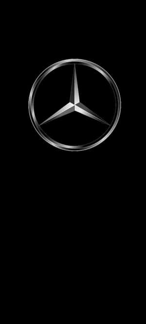 黑色背景上的銀色 Mercedes-Benz 標誌 — 20:9 壁紙