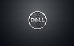 深色紋理背景上的時尚銀色Dell標誌 — 戴爾筆記型電腦 壁紙