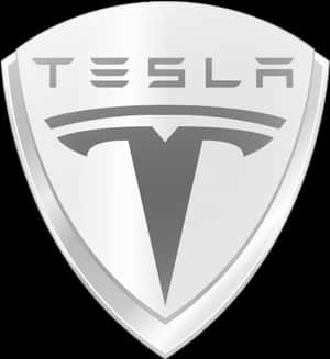 黑色背景上的銀色Tesla標誌盾牌徽章