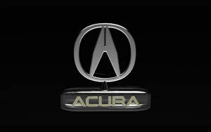 Acura汽車品牌標誌，鍍鉻飾面，金色字體，黑色背景。 — Acura 壁紙