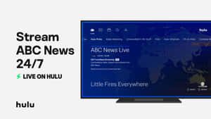 Hulu電視螢幕顯示ABC News Live，附有世界地圖和標題Little Fires Everywhere。 — 螢幕保護 壁紙