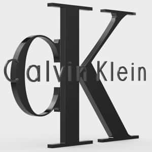 白色背景上的黑色3D字母Calvin Klein標誌 — 卡文克萊 壁紙
