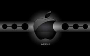 Apple標誌，帶有金屬條和點，在深色背景上。 — 4K Apple 壁紙