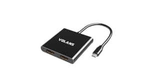白色背景上的黑色VOLANS USB-C轉HDMI轉接器 — 螢幕保護 壁紙