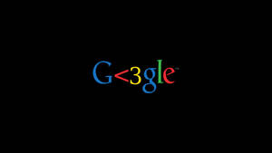 Google標誌，心形符號取代字母o，黑色背景 — 黑色心形美學 壁紙