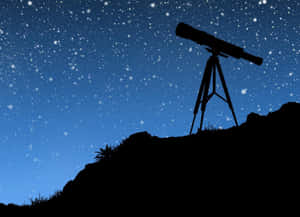 望遠鏡在三腳架上，位於山頂，星空夜空下 — 夜空 壁紙