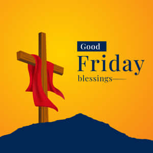 山丘上披紅布的十字架與Good Friday blessings文字 — iPad Pro 11 壁紙