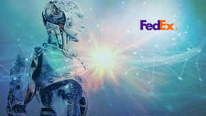 未來風格機器人，數位網路背景，FedEx標誌 — 聯邦快遞 壁紙