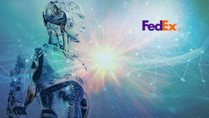 未來風格機器人與FedEx標誌在數位網路背景中 — 聯邦快遞 壁紙