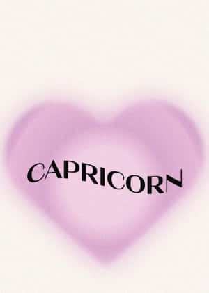 一個紫色心形，以黑色文字顯示Capricorn。 — 摩羯座 壁紙