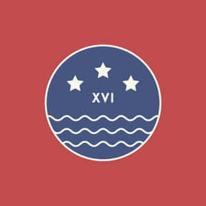帶有星星和波浪以及羅馬數字XVI的圓形標誌。 — 旗幟 壁紙