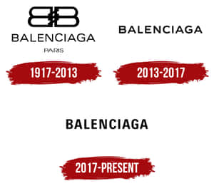 Balenciaga 標誌時間線從 1917 年至今，帶有紅色筆觸日期標記。 — 巴黎世家 壁紙