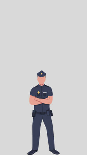 身穿制服的警察雙臂交叉站立。 — 數位藝術 壁紙