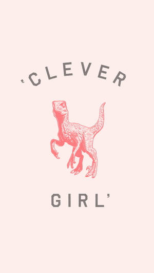 粉紅色恐龍插圖，帶有灰色 'Clever Girl' 文字。 — 可愛粉色女孩 壁紙