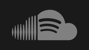 帶有聲波設計的Spotify標誌，背景為深色 — Soundcloud 壁紙