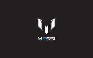 白色 Messi 標誌，帶有風格化 M 和藍色點綴，在黑色背景上。 — 標誌 壁紙