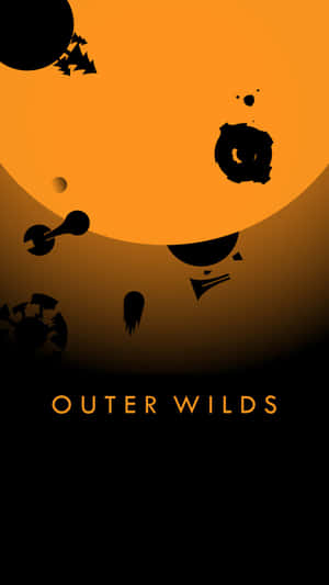 Outer Wilds 遊戲封面，橙色行星和黑色輪廓在漸變背景上。 — 電玩遊戲 GIF 壁紙