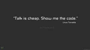 一個深灰色背景，白色文字顯示 Linus Torvalds 的程式設計名言。 — 4K程式壁紙