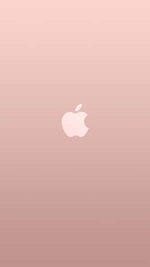 白色 Apple 標誌置於玫瑰金漸變背景中央。 — 紅色美學 iPhone 壁紙