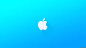 白色Apple標誌在藍色漸變背景上，帶長陰影 — 4K iPhone 壁紙