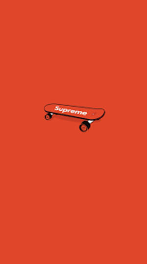 紅色滑板帶白色Supreme標誌在橙色背景上。 — 柳橙 壁紙