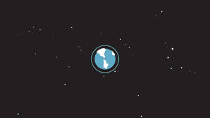 一個藍色地球圖示置於佈滿星星的黑暗空間中央。 — 簡約 壁紙