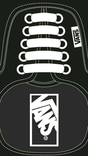 黑白Vans運動鞋圖形，帶有醒目標誌和鞋帶細節。 — Vans 標誌 壁紙