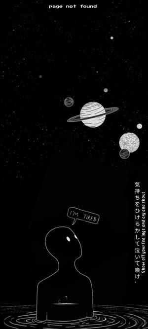 一個疲憊的人在星空和行星下的水中漂浮。 — POCO C81x 壁紙