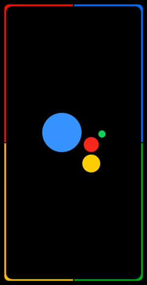 黑色背景上的四個彩色圓圈，帶有多色邊框 — Google Pixel 3 壁紙