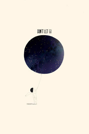 孩子拿著一個充滿星星的氣球，附有文字 don't let go — iPhone Se 壁紙