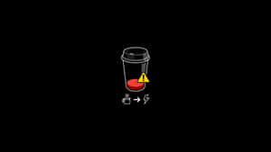 帶有警告標誌的咖啡杯，將蒸汽轉換為電力 — 簡約暗黑美學 壁紙