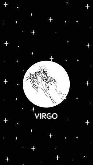處女座星座符號以線條藝術風格呈現，背景為星光燦爛的夜空。 — 雙子座 壁紙