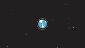 一個藍色地球圖示漂浮在滿天星斗的夜空中。 — 暗色極簡 壁紙