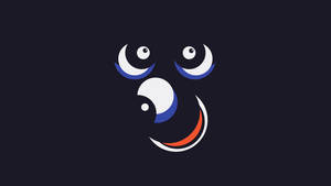一個風格化的笑臉，帶有新月形眼睛和陰陽設計，在深色背景上。 — Pro Display XDR 壁紙