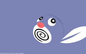 Poliwag Pokémon的極簡插圖，具有大眼睛和螺旋圖案。 — 藍色亮片 壁紙
