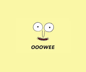 一個卡通臉，有大眼睛和笑容，在黃色背景上說「OOOWEE」。