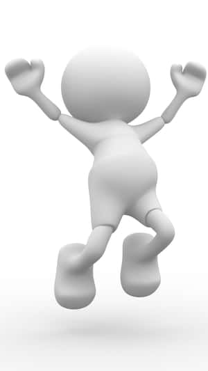白色3D人形高舉雙臂歡快跳躍。 — 漂亮 iPhone 壁紙