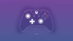白色輪廓Xbox One手把在紫色藍色漸變背景上 — 4K 遊戲 壁紙
