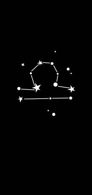在黑色背景上帶有連接星星和點的白色星座圖畫。 — iPhone 18 Pro 壁紙
