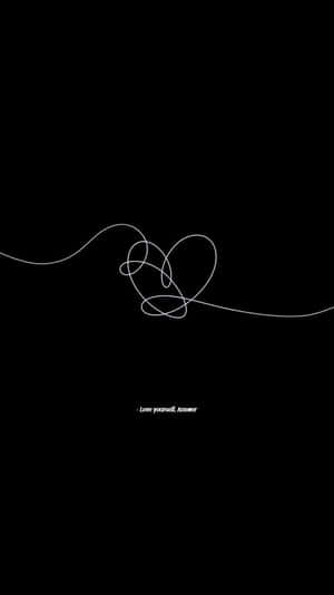 黑色背景上的白色線條心形，附有文字 love yourself answer — 美學愛心 壁紙