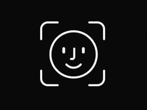 黑色背景上相機觀景窗內的白色線條笑臉。 — 乾淨 壁紙